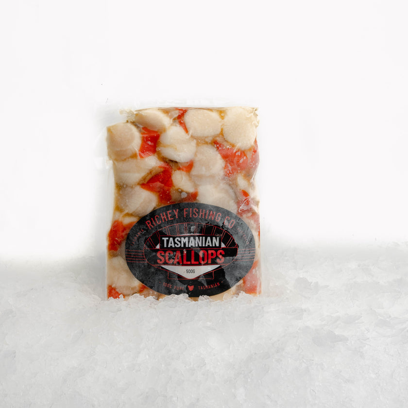 Flinders Island Scallops - Roe On (500g) – Astakos