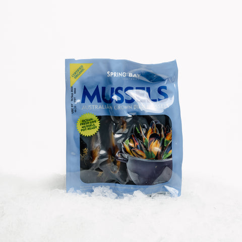 Live Black Mussels – Spring Bay (1kg packet)